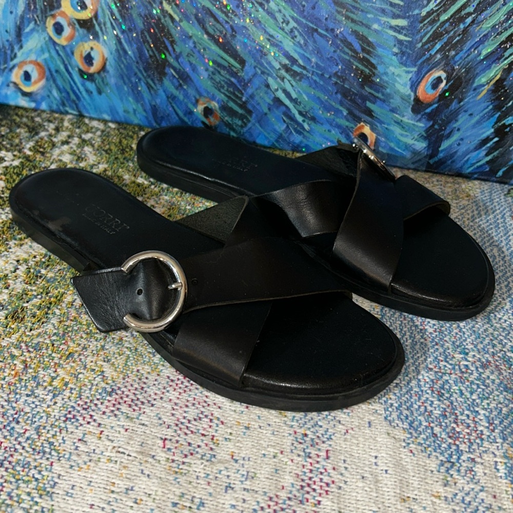 Don Uorri Size 40 Black Leather Sandals